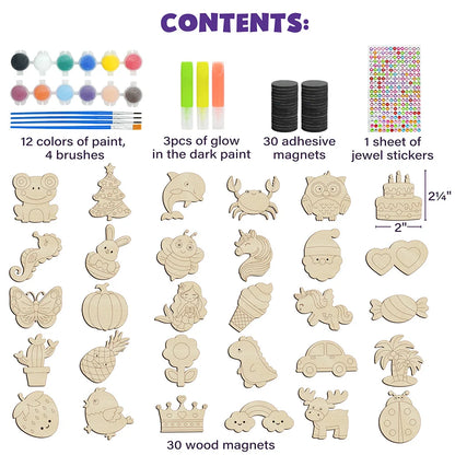 DIY Wooden Magnets Kit for Kids Glow in The Dark