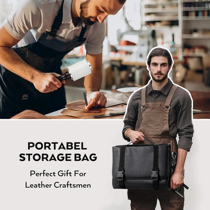 160-Piece Professional Leather Craft Tool Kit with Storage Bag for Stamping, Sewing, Carving, Cutting & Punching