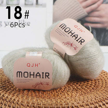 6pcs Soft Mohair Yarn Knitting Angora Yarn for DIY Knitting, Fluffy Lace for Sweater, Scarf, Shawl,25g/pcs