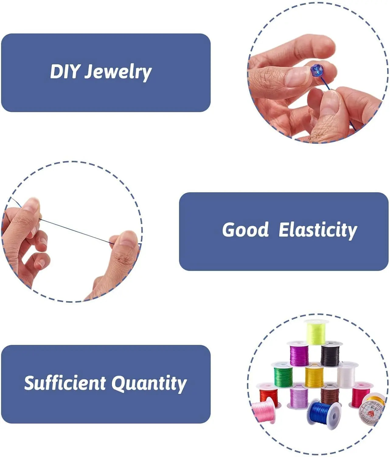 JHNBY 25rolls/Bag 0.8mm Elastic Stretch Fiber Wire Jewelry Making Bracelet Crystal String Cords 10m/roll Mixed Color