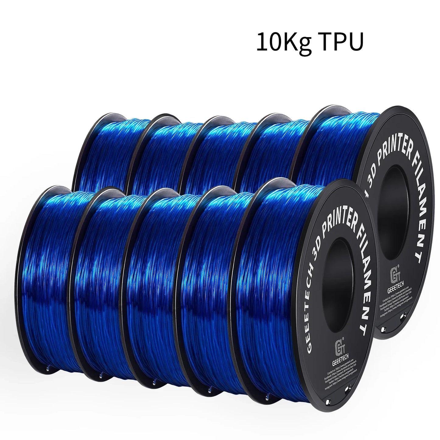 GEEETECH 10Kg TPU 3D Printer Filament material 1kg 2.2LBS/Spool 1.75mm Plastic Vacuum Packaging Non-Toxic Shore Hardness 95A