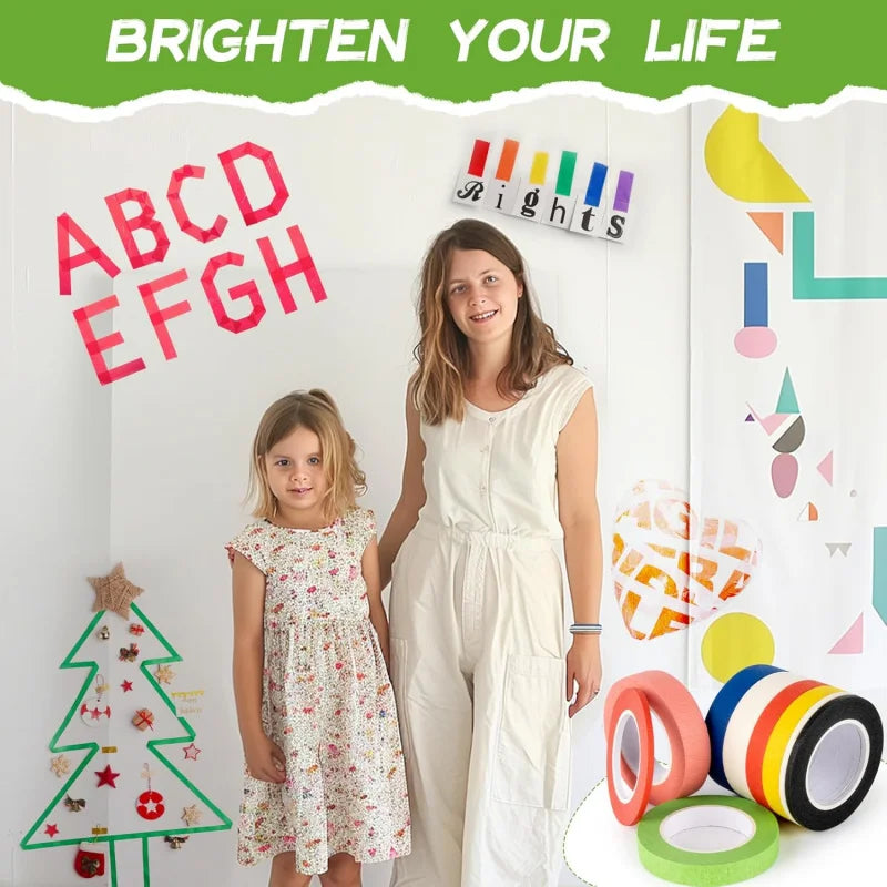 9 Rolls Colored Masking Tape - 42.6 Yards Adhesive Colored Painters Tearable