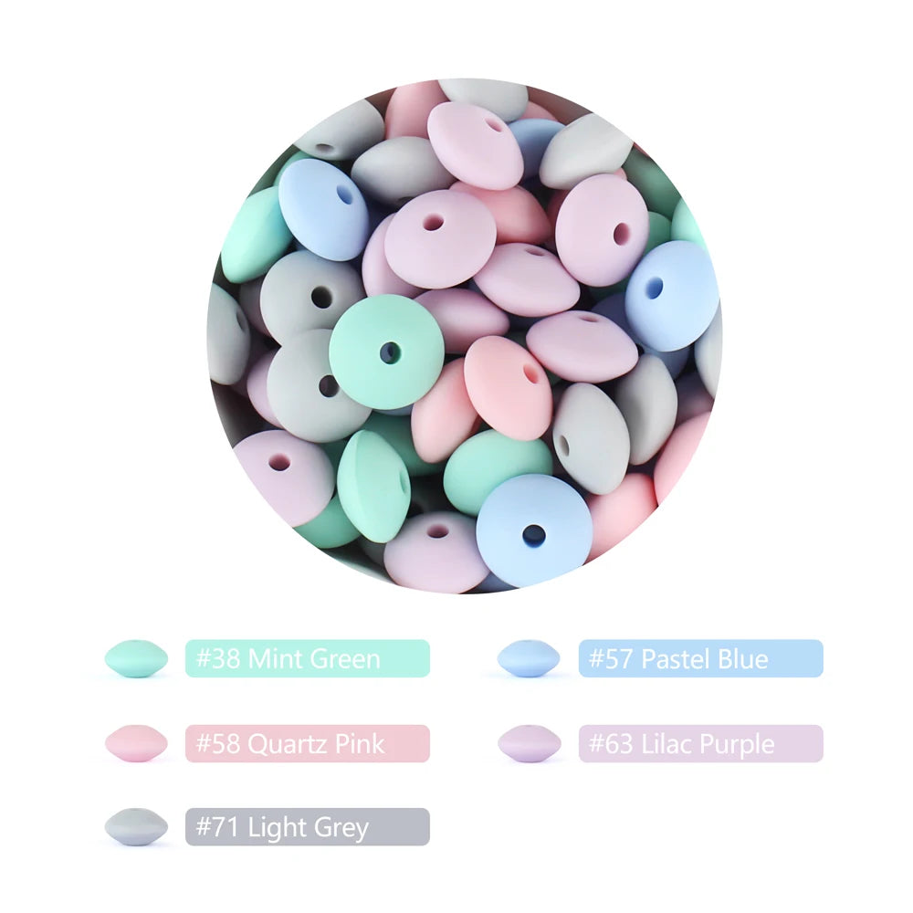 50/100pcs Silicone Lentil Beads 12mm Abacus Loose Focal Beads For Jewelry Making