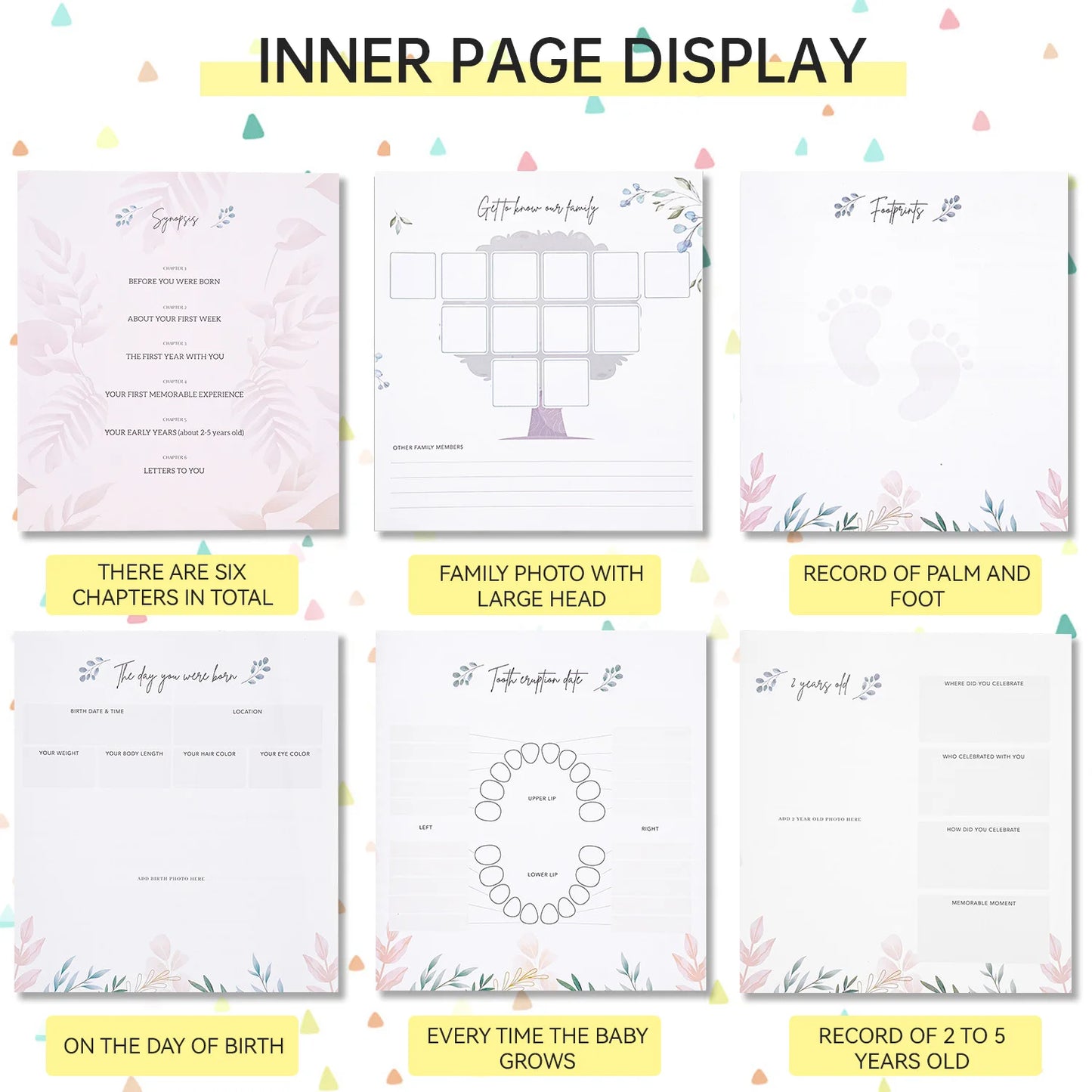 Hardcover Baby Memory Book Growth Chart First Year Journal for Ultrasound to 1st Birthday Eco-Friendly Keepsake Album