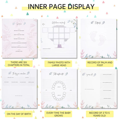 Hardcover Baby Memory Book Growth Chart First Year Journal for Ultrasound to 1st Birthday Eco-Friendly Keepsake Album