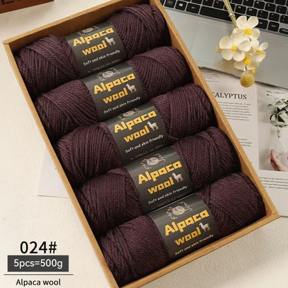 Alpaca Wool Yarn 500g DIY Knitting Kit 245 Stick Needle Thick Warm Yarn