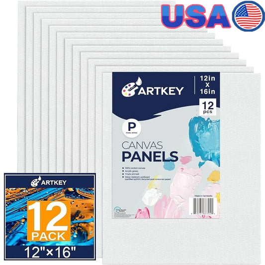12x16 Inch Canvas Panels 12-Pack 100 Cotton Primed Flat Boards