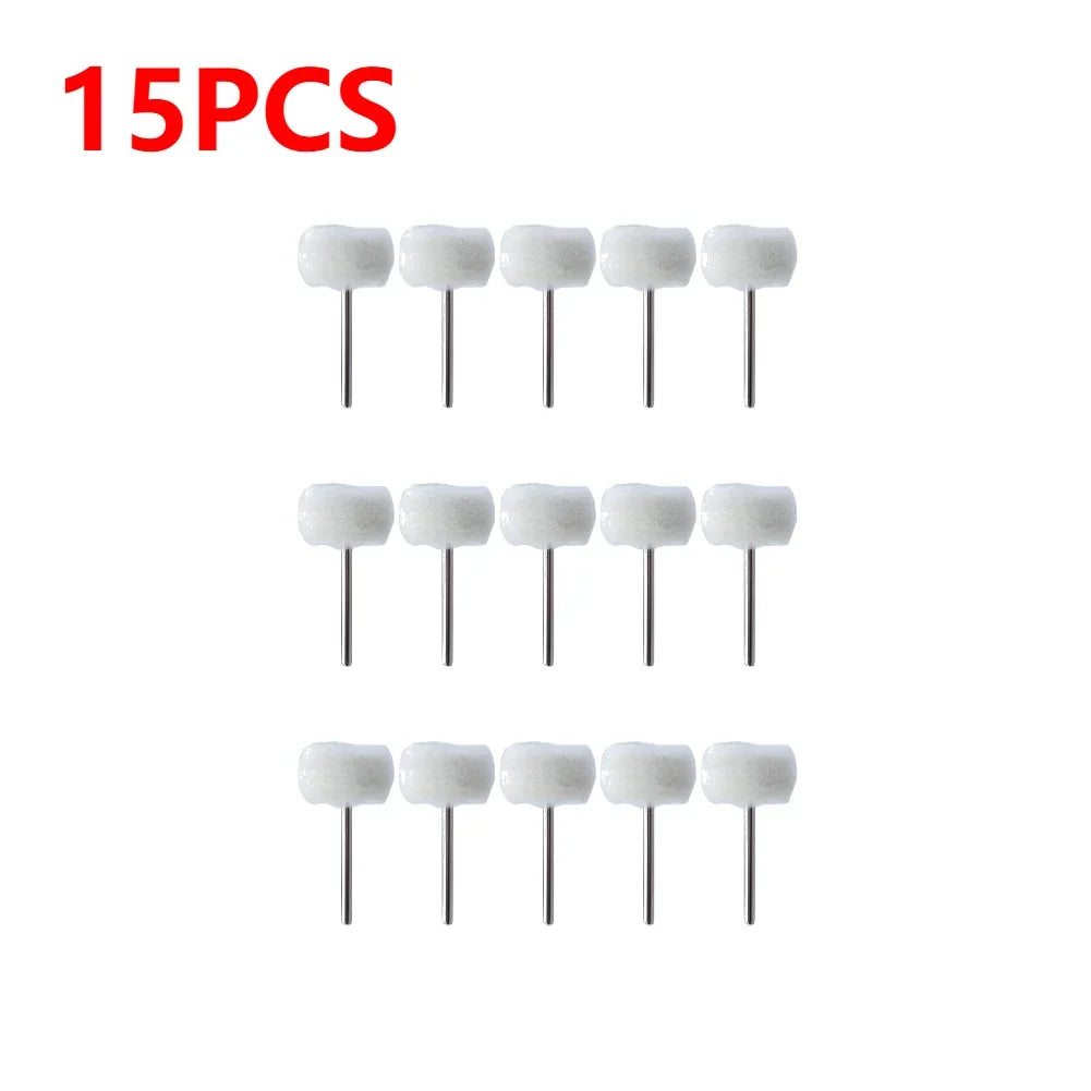 1-20PCS Wool Felt Grinding Sanding Head Polishing Wheel Tool Combination Set About 3mm Shank Dremel Dril for Jewelry/Gold