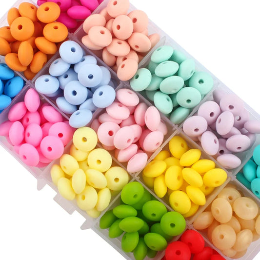 50/100pcs Silicone Lentil Beads 12mm Abacus Loose Focal Beads For Jewelry Making
