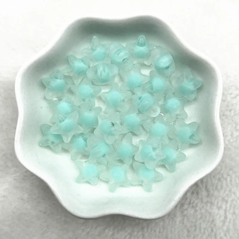 30pcs 12mm Matte Acrylic Five-pointed Star Loose Spacer Beads for Jewelry Making