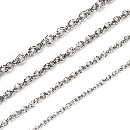 10Meters/roll Stainless Steel O Shape Link Cable Chains Round Cross Chain for Bracelet Necklace Jewelry Making DIY Silver Color