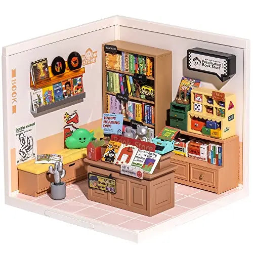 Robotime DIY Miniature Dollhouse Kit with Accessories Model Supply Store Kit with LED
