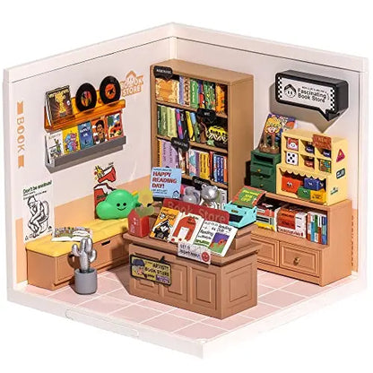 Robotime DIY Miniature Dollhouse Kit with Accessories Model Supply Store Kit with LED