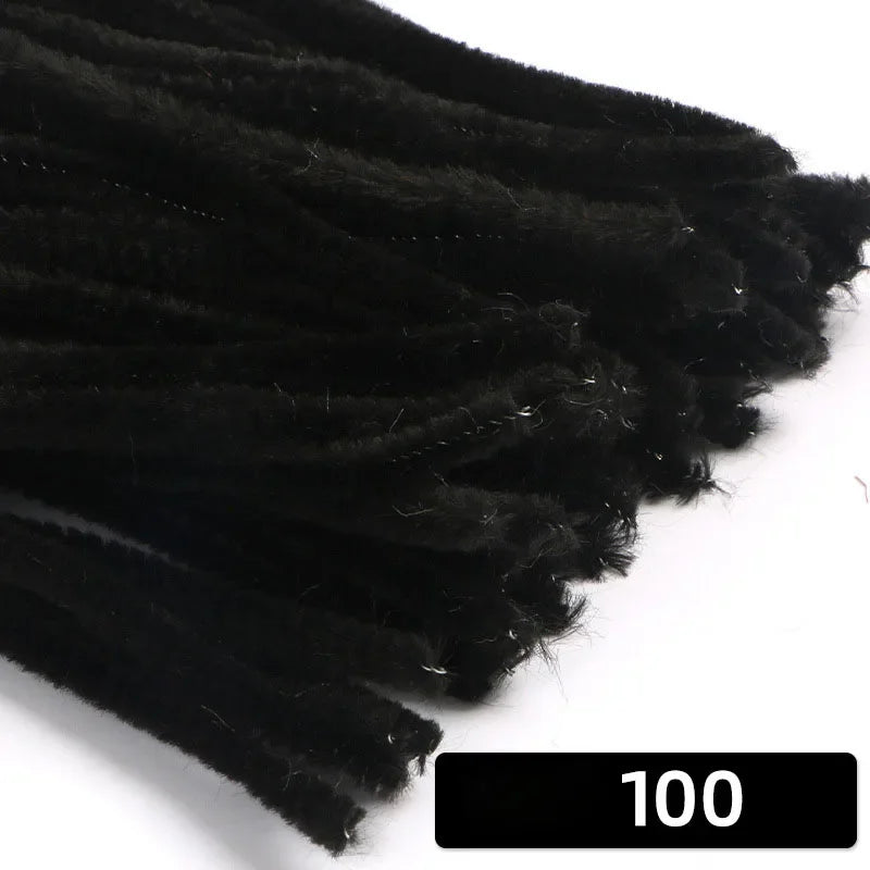 100pcs 30cm Chenille Stems Stick Cleaners Handmade Colorful Pipe