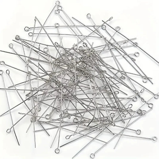 200PCS 35mm Mini Metal Wire Eyepins Beading Small Open Eye Head Pins Needles Bulk for DIY Craft Earrings Jewelry Accessories