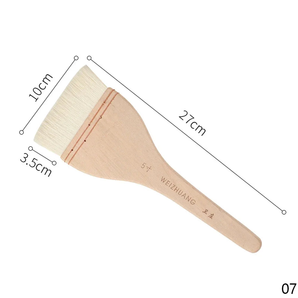 Wooden Handle Goat Hair Paint Brushes Smooth Sanding for Wall 10 Sizes Watercolor Acrylic Oil