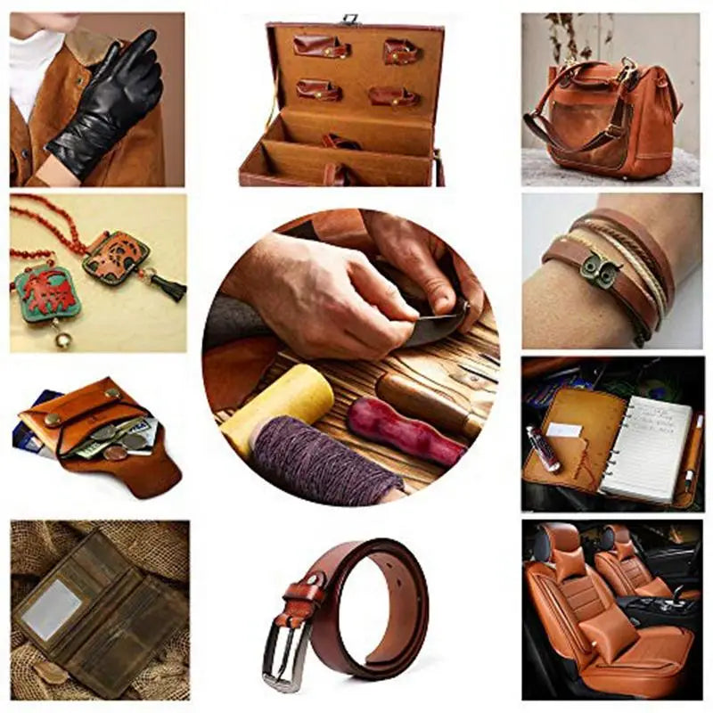 Heavy Duty Leather Sewing Tool Kit With Waxed Thread Sewing Awl