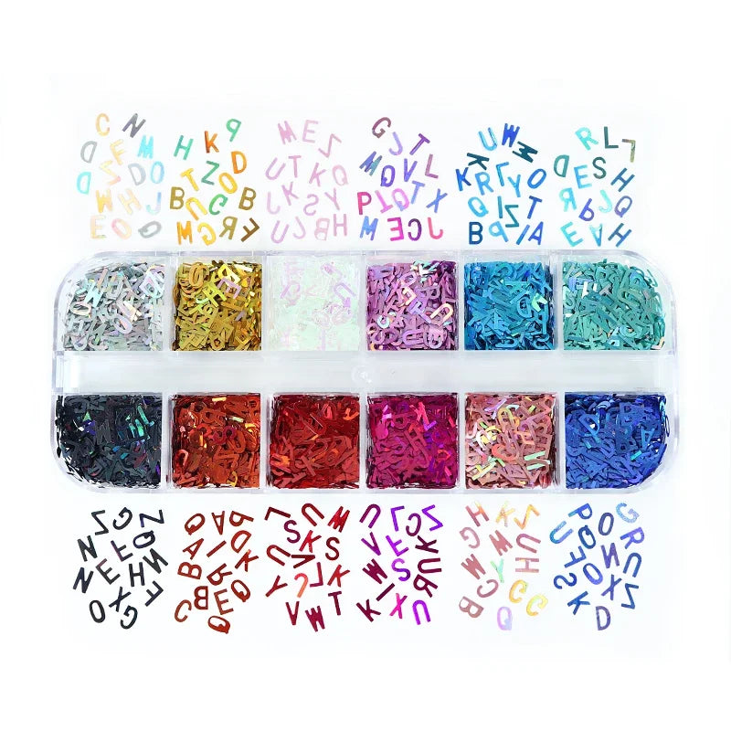 Holographic Letters Resin Sequins Fillers Epoxy Filling Crafts Materials Iridescent Glitter Flakes