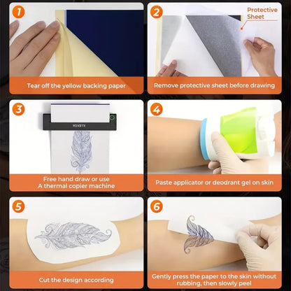 Tattoo Transfer Paper A4 Size Stencil Paper, 4-Layer, Compatible with ITP05/M08F/P90/MHT-P8009