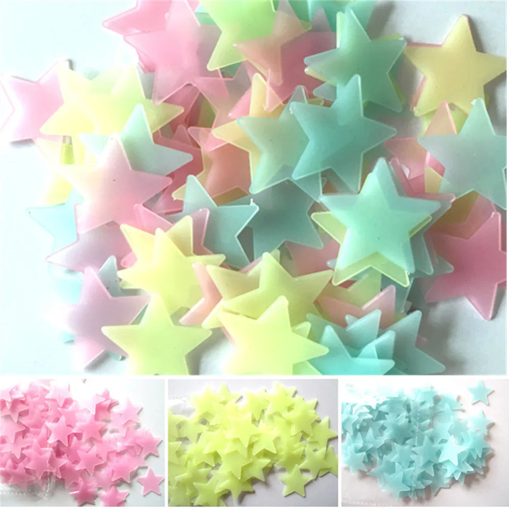 Glow In The Dark Star Stickers Multi Color Night Light Decorations Kids Room Wall Stickers