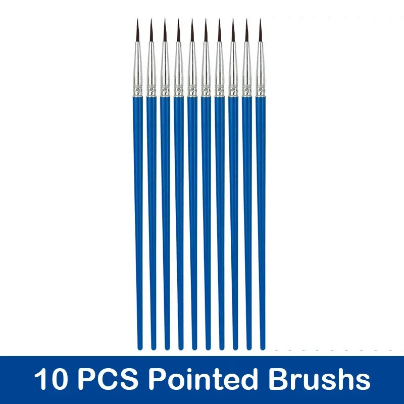 10/20/50Pcs Painting Brushes Set Art Round Flat Hair Nylon Hair