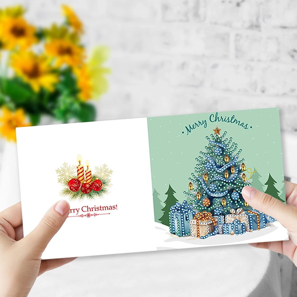 4/6/8/12PCS Diamond Painting Greeting Cards DIY 5D Christmas Collections Festival Cards