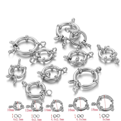 4pcs Stainless Steel Gold Round Spring Clasps Hooks for Bracelet Clavicle Necklace Clasp Connectors