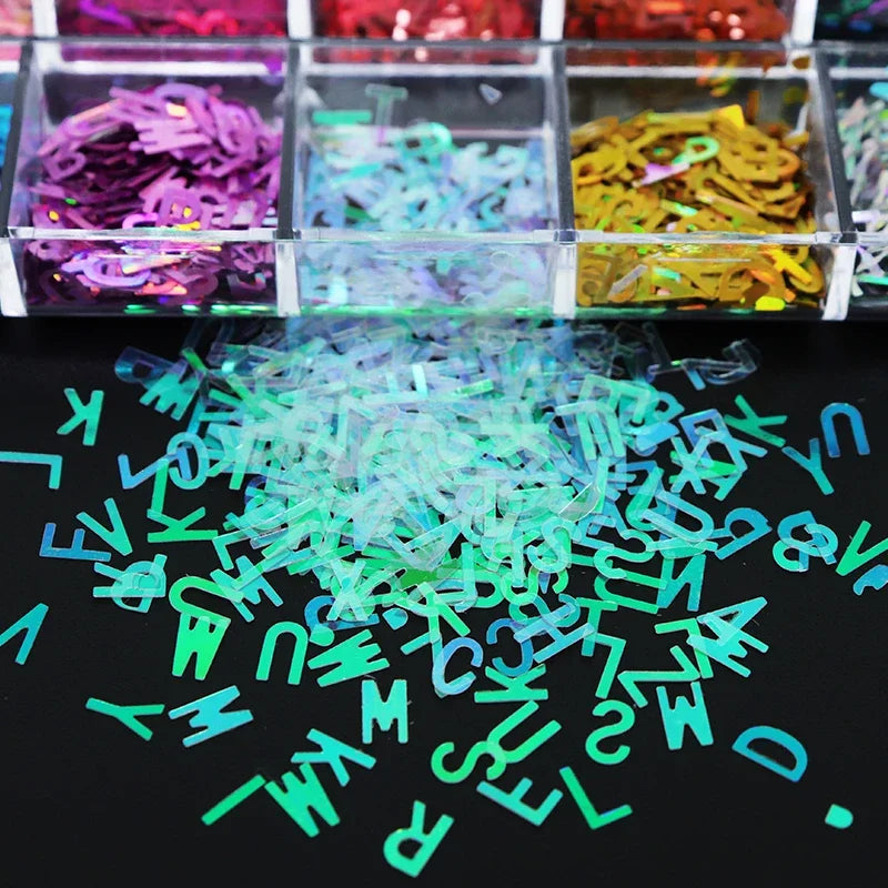 Holographic Letters Resin Sequins Fillers Epoxy Filling Crafts Materials Iridescent Glitter Flakes
