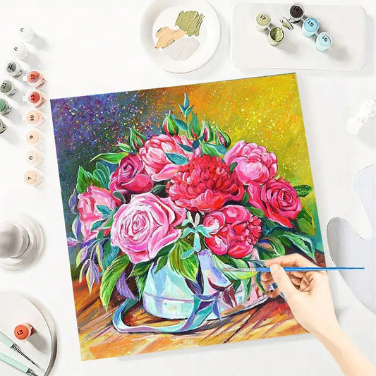 Creative Flowers DIY Art Paint By Numbers Kit Hand Painted On Canvas