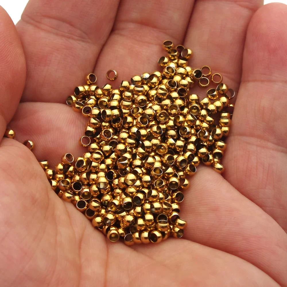 100-200Pcs 1.5 2 2.5 3mm Stainless Steel Ball Stopper Crimp End Beads Positioning Spacer Beads