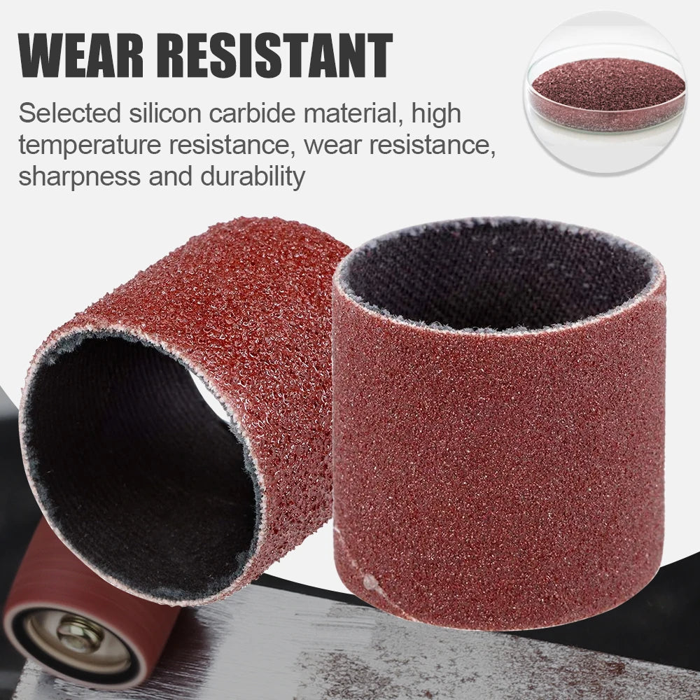 XCAN Sanding Drum Set Sanding Bands With 1/2 3/8 1/4 Inch Sanding Mandrels For Dremel Rotary Tools  80 120 320 Grit