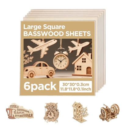 Basswood Sheets 3mm Thick Unfinished Wood Plywood for Laser Engraving and Co2 Laser Cutting