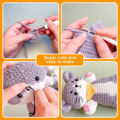 Crochet Kit For Kids Cute Cat Crochet Material Set For Beginners With Steps