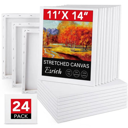 11x14 Canvases for Painting, 24 Pack Blank White Canvases Cotton for Oil, Acrylic and Watercolor