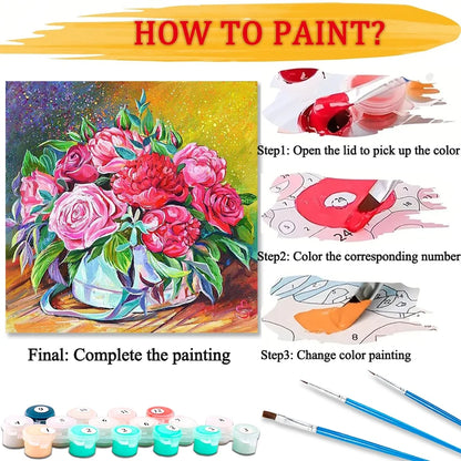 Creative Flowers DIY Art Paint By Numbers Kit Hand Painted On Canvas