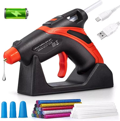 Rechargeable Cordless Mini Hot Melt Glue Gun Kit with 30 Glue Sticks Fast Preheating