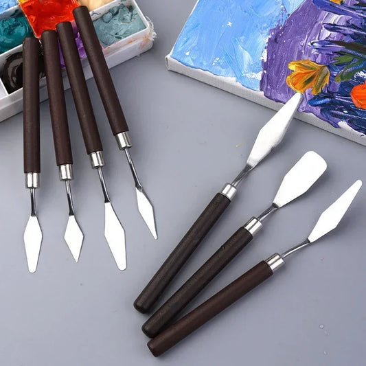 7PCS/Set Oil Painting Scraper Set Wood Handle Palette Knife Art Gouache