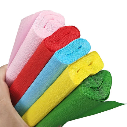 250*25cm DIY Wrapping Paper Craft Colored Crepe Paper Roll Origami Crinkled Flowers