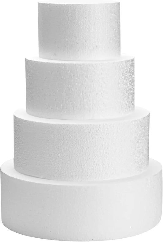 Round Foam Cake Dummy Set - Wedding Display Platform with Stackable Tiers for Decorating Practice, 6-12 Inches, 16 Inches Tall