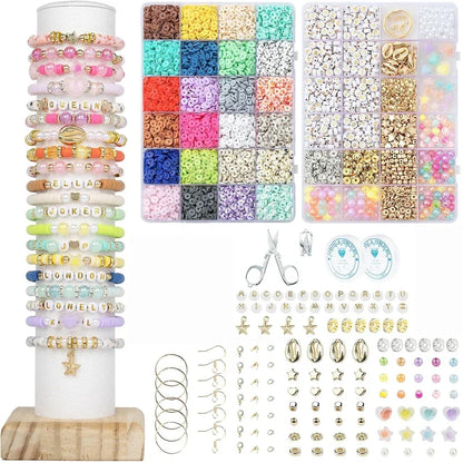 2 Box 24 Rainbow Color Clay Beads Bracelet Making Kit for Jewelry Making Letter Beads