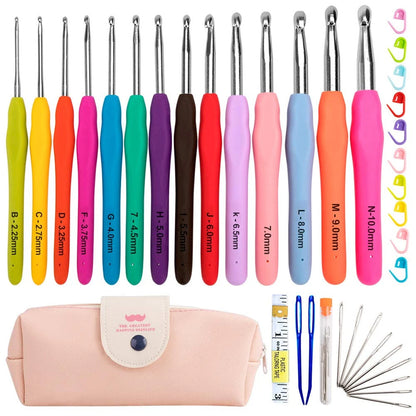 14Pcs Knitting Needles Kit 2.0-8.0mm Crochet Kit Yarn