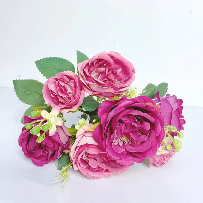 7 heads high quality peony Artificial flowers silk peonies bouquet Rose hydrangea