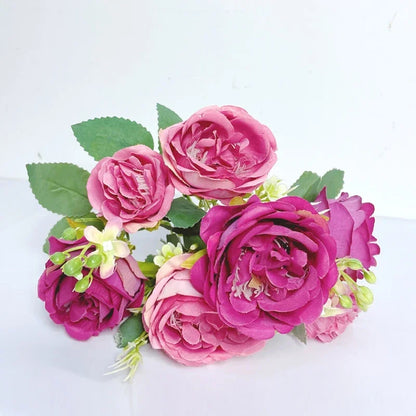 7 heads high quality peony Artificial flowers silk peonies bouquet Rose hydrangea