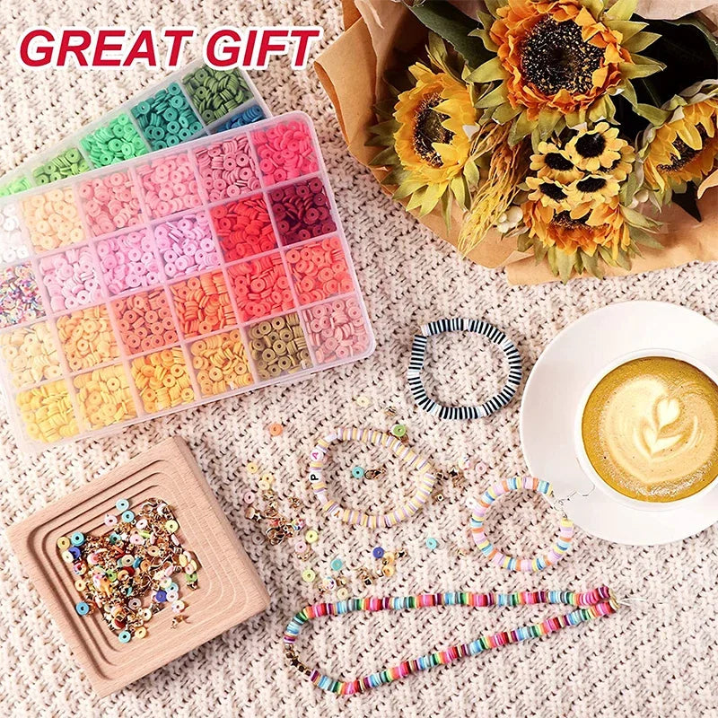 2 Box 24 Rainbow Color Clay Beads Bracelet Making Kit for Jewelry Making Letter Beads