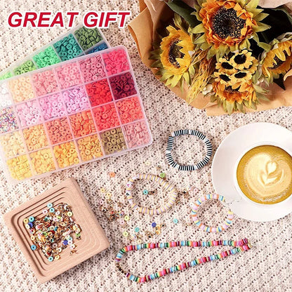 2 Box 24 Rainbow Color Clay Beads Bracelet Making Kit for Jewelry Making Letter Beads