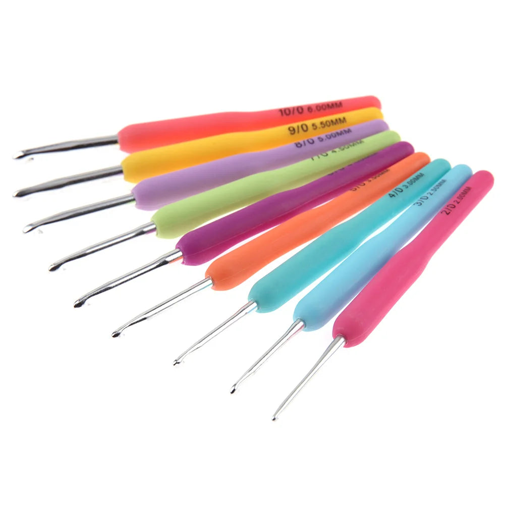 Colorful Crochet Hook Kits Soft Silicone Grip Knitting Needles Cushioned Handle