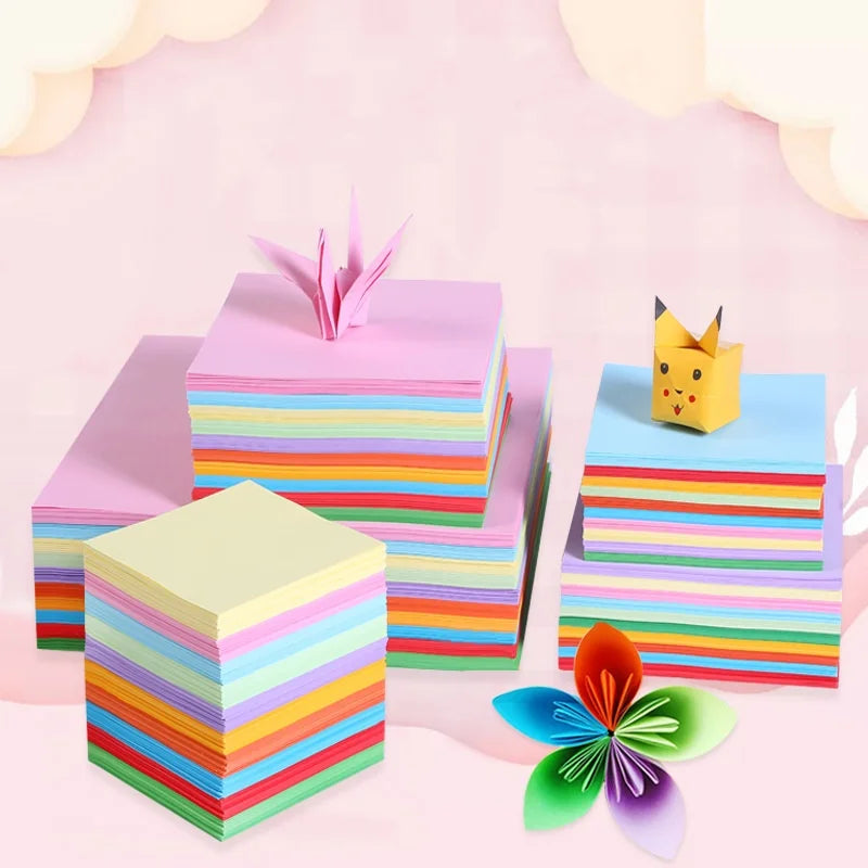 100pcs A4 A5 Colorful Origami Paper Double Sides Solid Color Folding Paper Multicolor