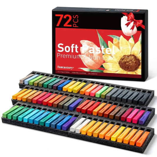 Fantastory 72 Colors Long Soft Chalk Pastels Set, Non-Toxic
