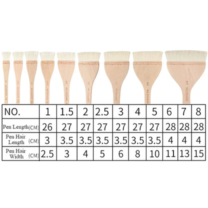 Wooden Handle Goat Hair Paint Brushes Smooth Sanding for Wall 10 Sizes Watercolor Acrylic Oil