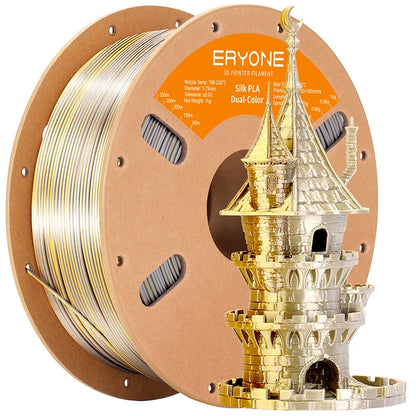 ERYONE PLA Silk Dual Color Premium Filament 3D Print, Diameter:1.75mm, Tolerance:+/-0.03mm,1KG/Spool